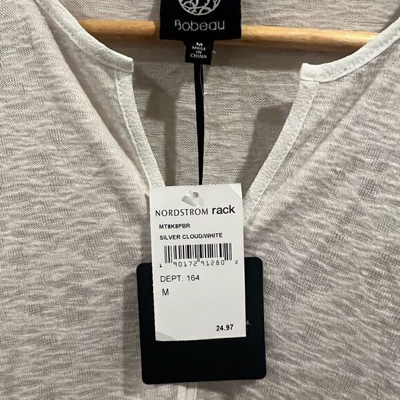 Bobeau Long Sleeve burnout V neck casual Blouse Size M NW - Picture 4 of 7